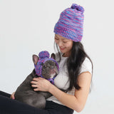 Gorro con Pompón Humano - Púrpura y Lavanda