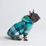 Sudadera de Terciopelo para Perros - Turquesa a Cuadros