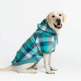 Sudadera de Terciopelo para Perros - Turquesa a Cuadros