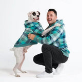 Sudadera de Terciopelo para Perros - Turquesa a Cuadros