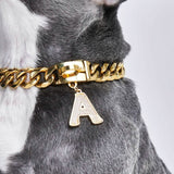 Gold initial letter pendant jewelry tag for dogs, pet ID tag for small and big dogs, bling for dogs, charms for dogs