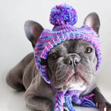 Gorro Beanie Knit Pom Pom Dog - Púrpura y Lavanda