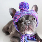 Gorro Beanie Knit Pom Pom Dog - Púrpura y Lavanda
