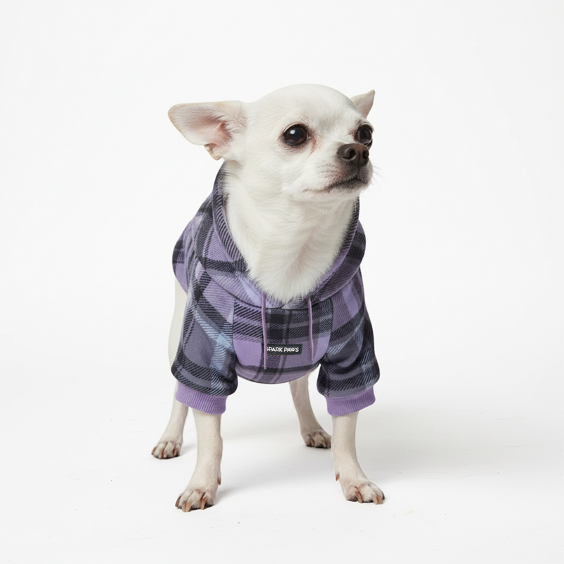 Purple Plaid Hoodie||size:S