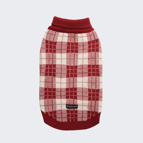 Suéter de punto para perro - Cuadros rojos