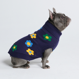 Suéter de punto para perro - Flores Azules Verdes Amarillas