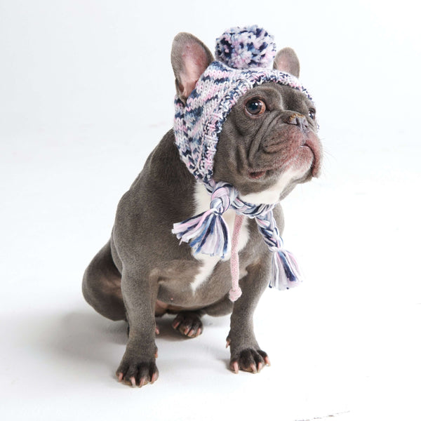 Gorro Beanie Knit Pom Pom Dog - Rosa Gris Azul Marino