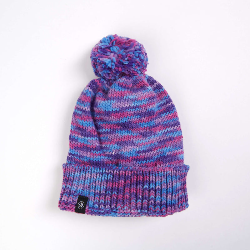 Gorro con Pompón Humano - Púrpura y Lavanda