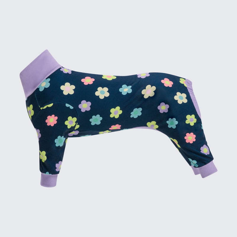 Pijama para Perros - Flores Azul Marino