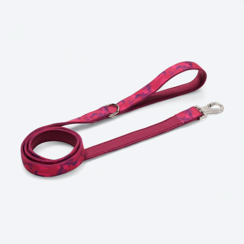 Set de correa y portabolsas para excrementos - Camuflaje Fucsia