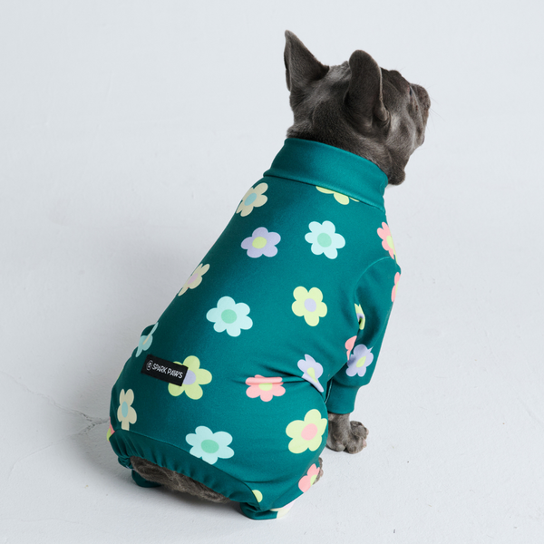 Pijama para Perros - Flores Verde