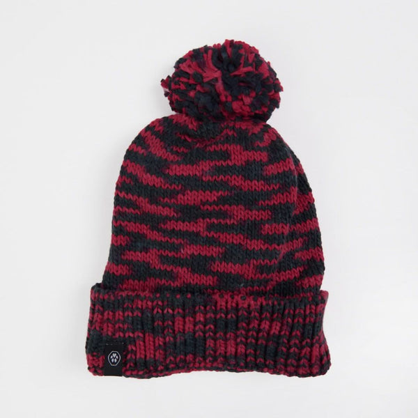 Gorro con Pompón Humano - Rojo y Negro