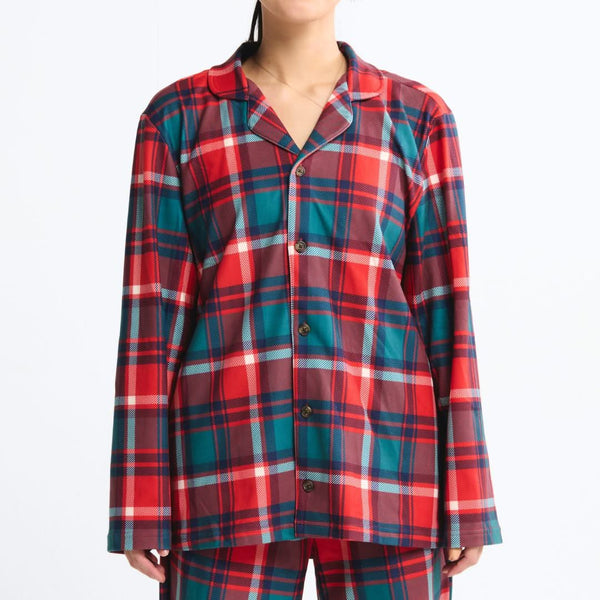 Camiseta de pijama para humano: cuadros verdes y rojos