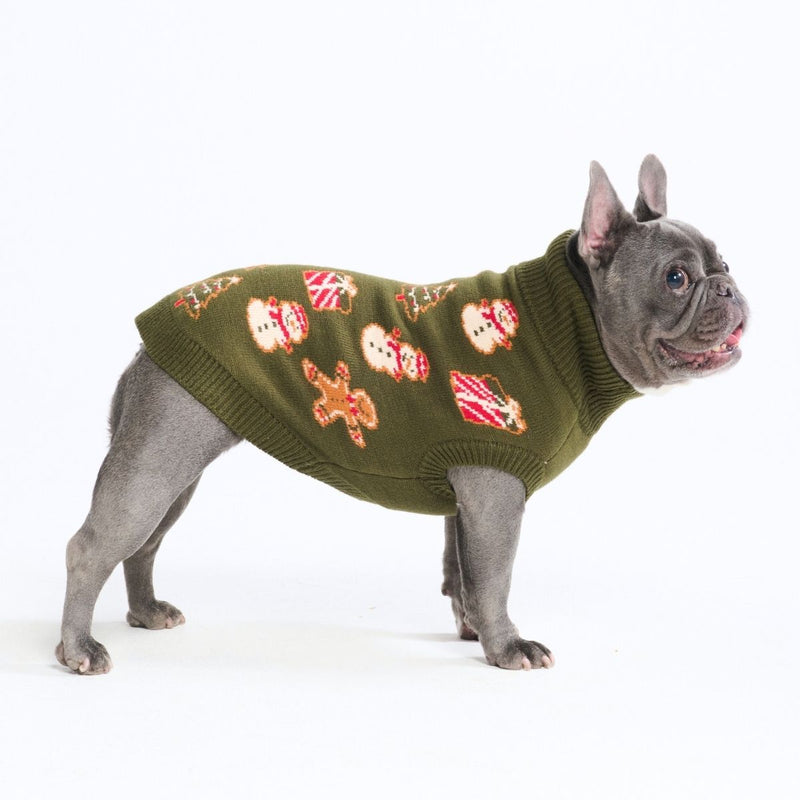 Suéter navideño tejido para perro – Galleta de jengibre