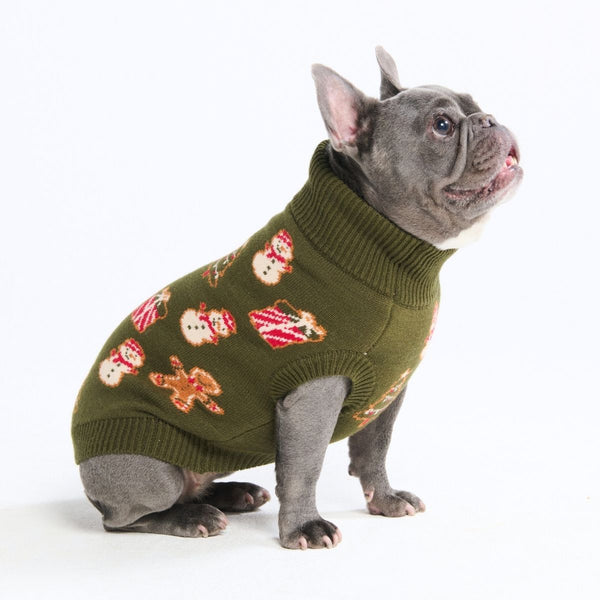 Suéter navideño tejido para perro – Galleta de jengibre