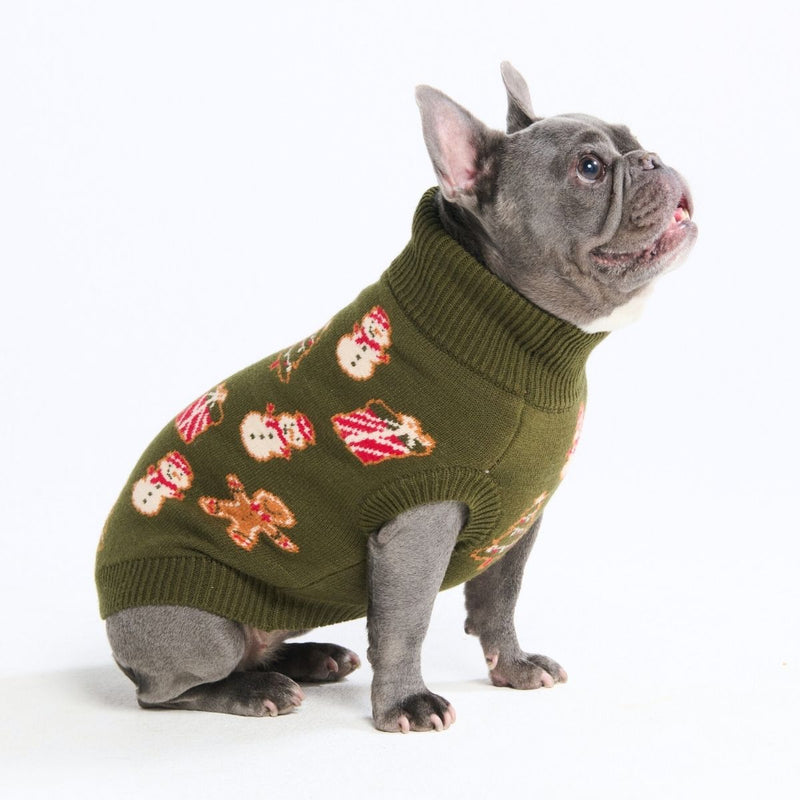 Suéter navideño tejido para perro – Galleta de jengibre