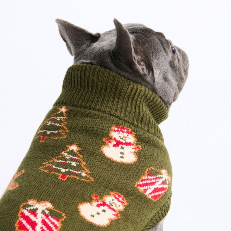 Suéter navideño tejido para perro – Galleta de jengibre