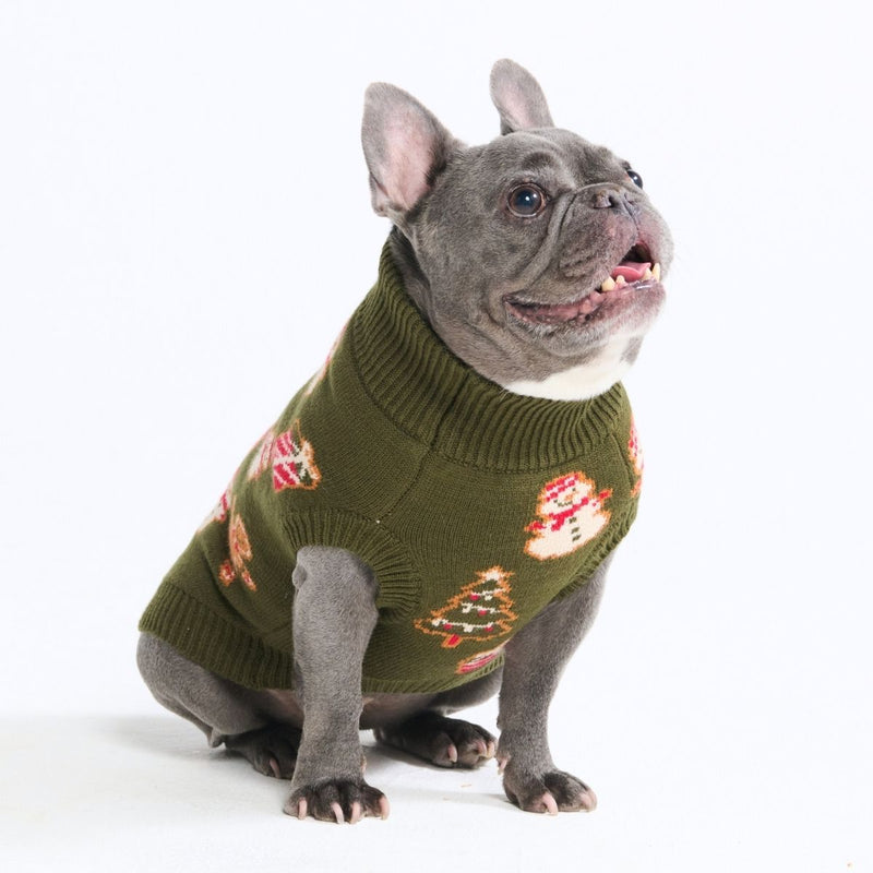 Suéter navideño tejido para perro – Galleta de jengibre