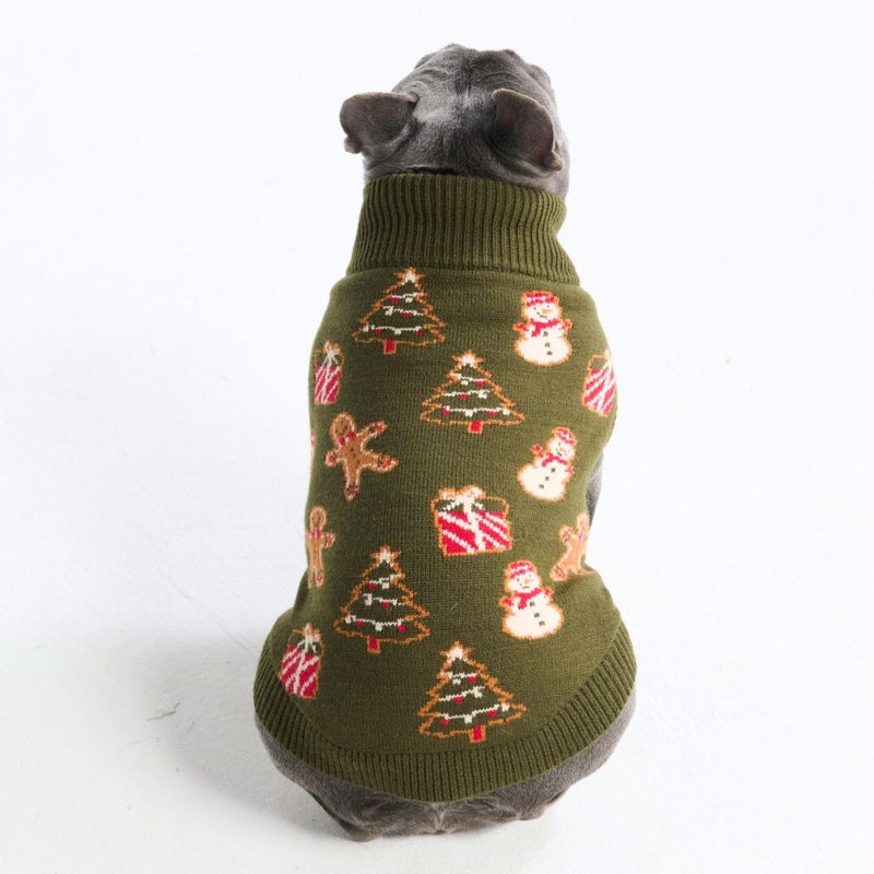 Suéter navideño tejido para perro – Galleta de jengibre