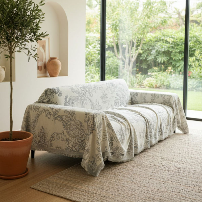 Lily Valley Grey Couch Cover