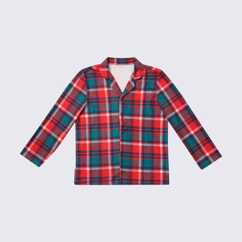 Camiseta de pijama para humano: cuadros verdes y rojos