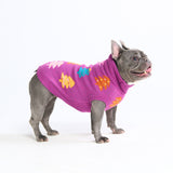 Suéter navideño tejido para perro – Árboles de caramelo magenta