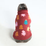 Suéter navideño tejido para perro – Árboles de caramelo castaños