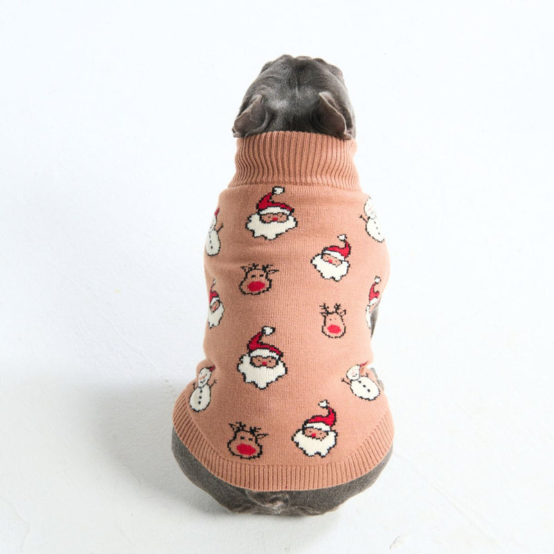 Suéter navideño tejido para perro – Papá Noel y Rudolph