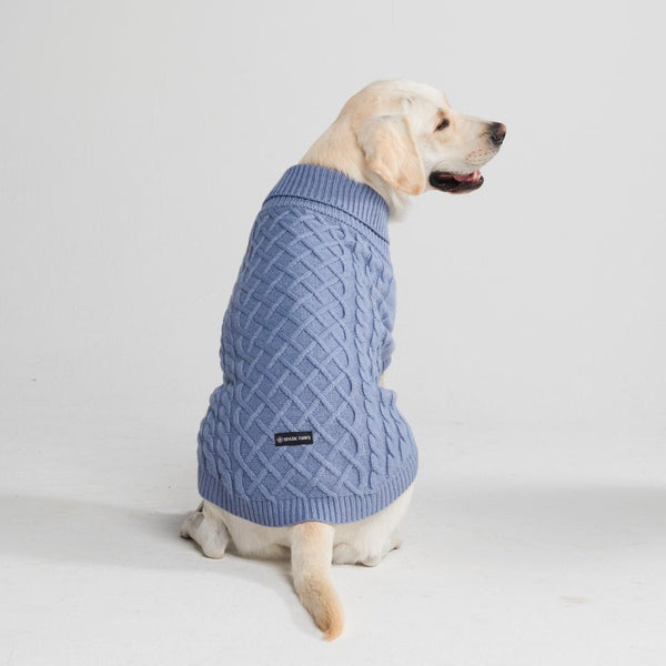 Suéter de punto de trenzas para perros - Azul