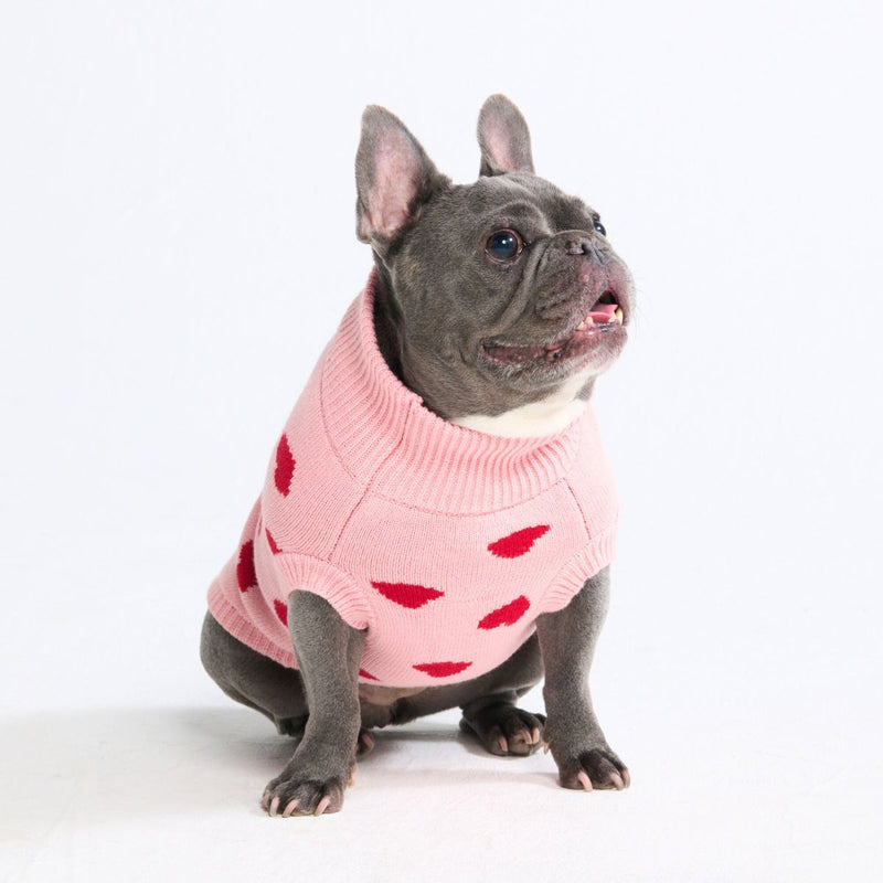 Suéter tejido para perro – Corazones