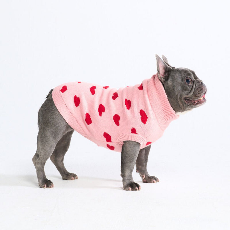 Suéter tejido para perro – Corazones