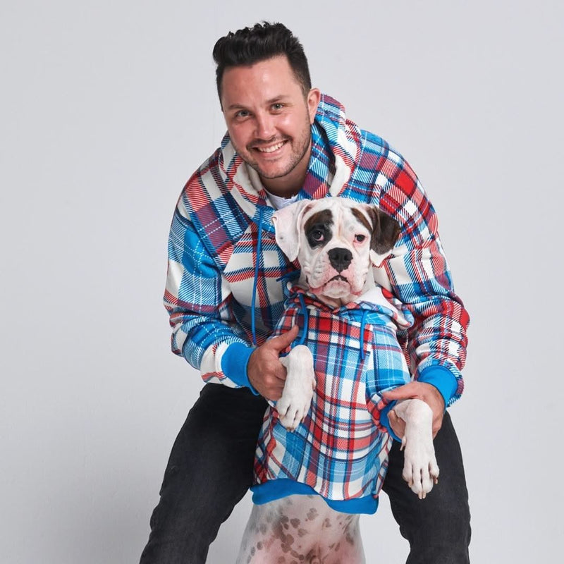 Sudadera a Cuadros para Humanos - Cuadros azules y rojos