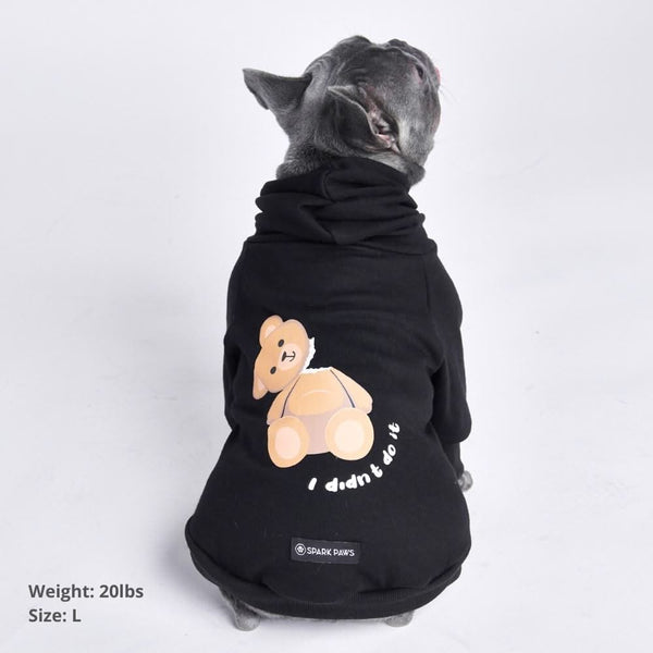 Sudadera con capucha para perro Broken Teddy Bear - Negro