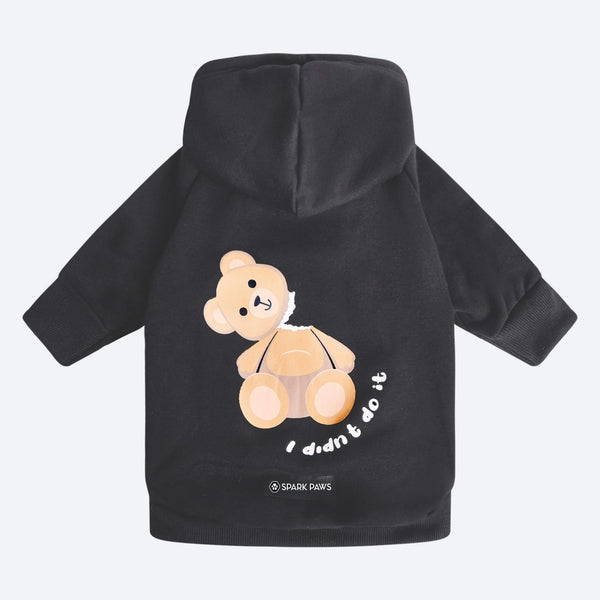 Sudadera con capucha para perro Broken Teddy Bear - Negro