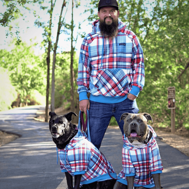 Sudadera a Cuadros para Humanos - Cuadros azules y rojos