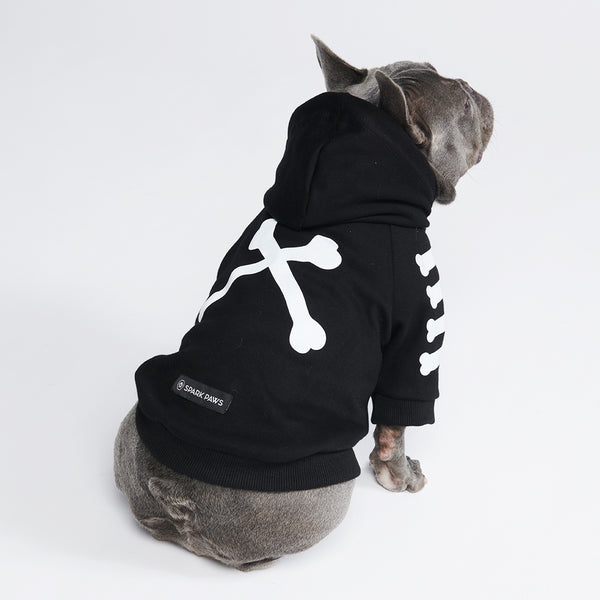 Sudadera con capucha para perro "WOOF" - Negra y reflectante
